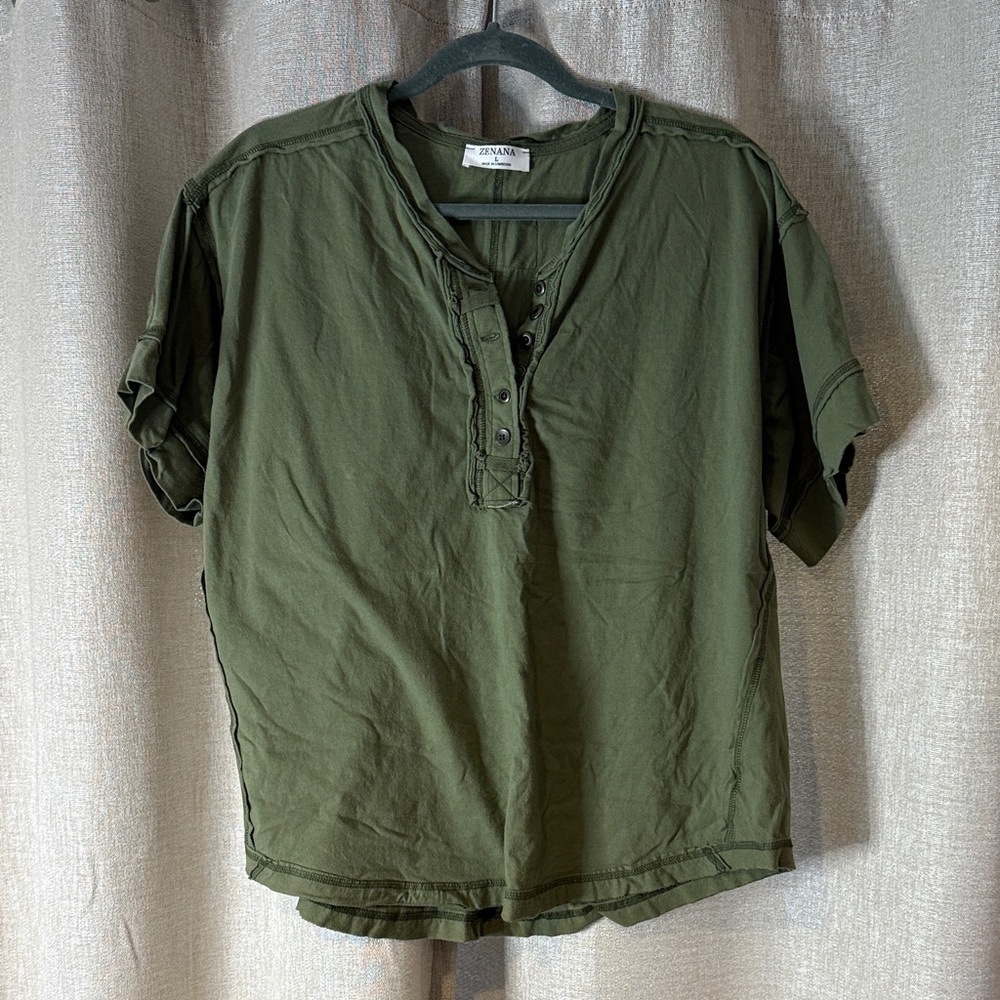 ZENANA short sleeve Henley